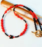 Red Bamboo Coral Necklace With Black Spinel, Onyx And Swarovski Butterfly - Image 2