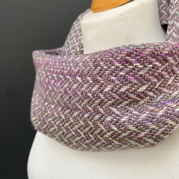 Handwoven muted dark pink snood scarf