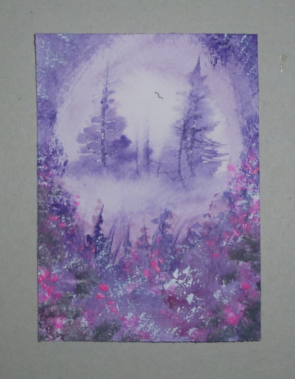 original art small format purple fantasy painting ( ref FA 621 A3 )