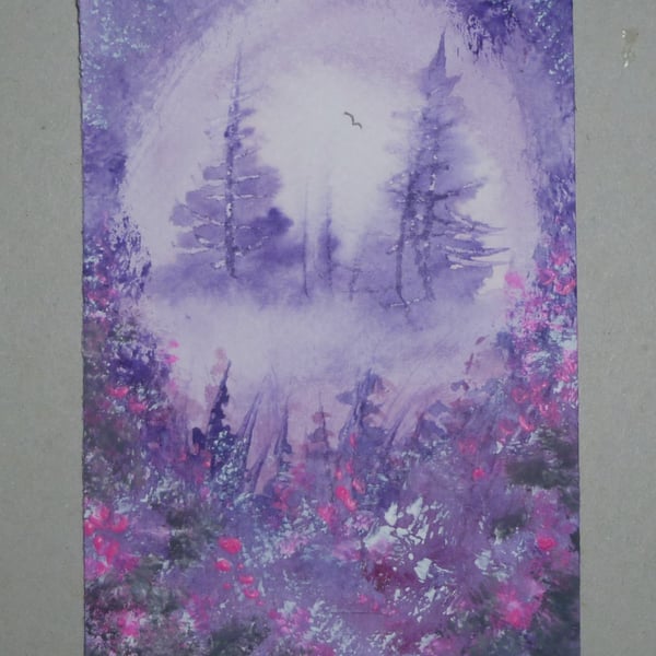 original art small format purple fantasy painting ( ref FA 621 A3 )
