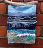 Upcycled  wall hanging.  Slow Stitched coastal scene. - Image 9