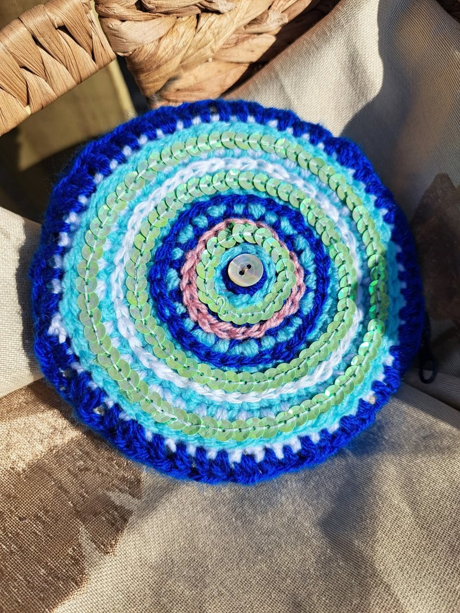 Ocean inspired sequin crochet purse 