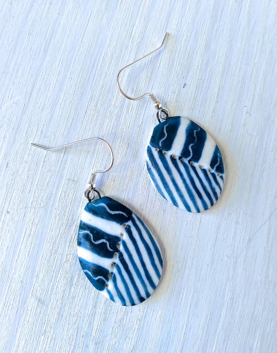 Porcelain drop earrings on sterling silver hooks