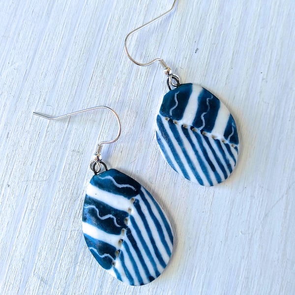 Porcelain drop earrings on sterling silver hooks