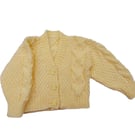 Lemon Baby Cardigan Hand Knitted 0-3 Months, Gender Neutral Heart Design