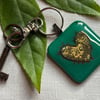Fused glass bag charm : key ring