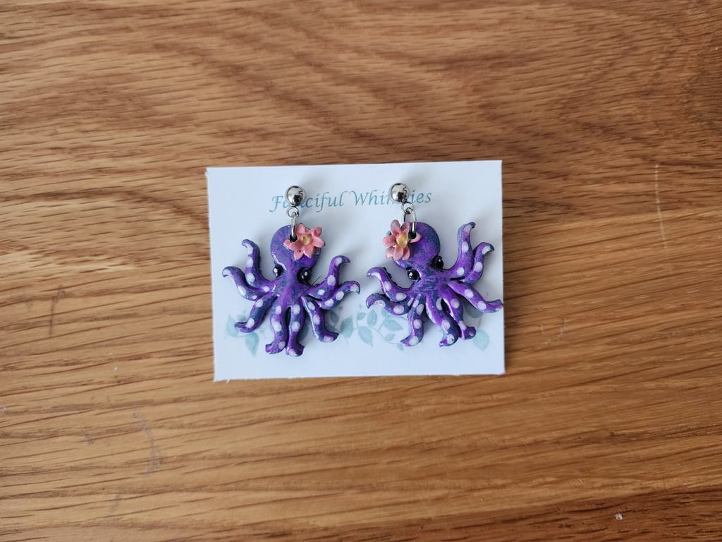 Funny and Cute Octopus Dangle Earrings