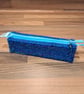 Pencil case - blue, purple, green mix, light blue zip, blue charm - Image 3