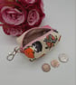 Keyring bag charm, boxed purse pouch in crazy cats fabric.   - Image 4