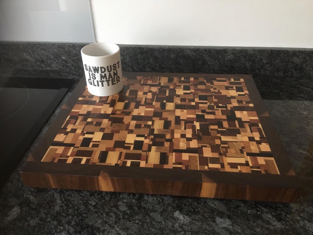 Large End Grain Hardwood Cutting Board: Chaos Pattern, Handmade