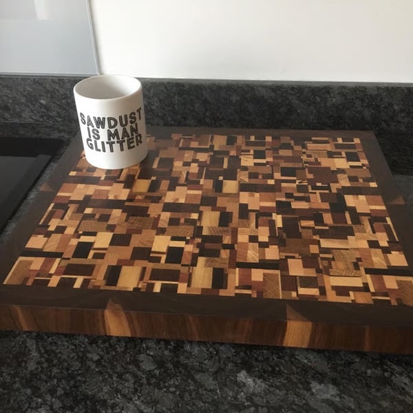 Large End Grain Hardwood Cutting Board: Chaos Pattern, Handmade