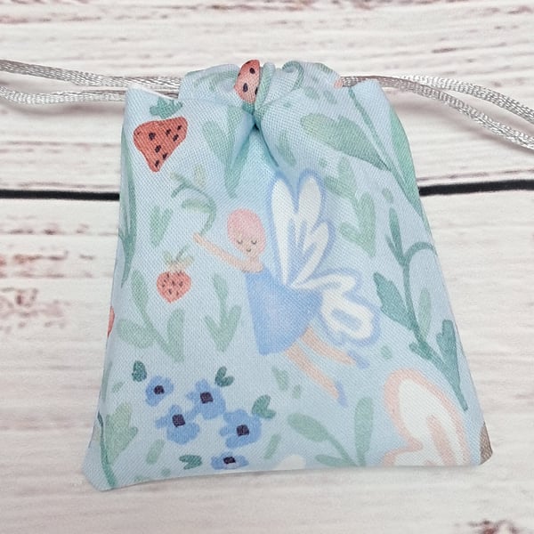Tooth fairy drawstring bag with fairies