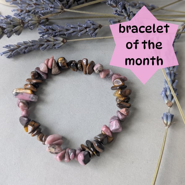 Manifesting bracelet with rhodonite and tiger eye