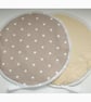 Aga Hob Lid Mat Pad Hat Round Cover Surface Saver Taupe Brown White Polka Dots - Image 3