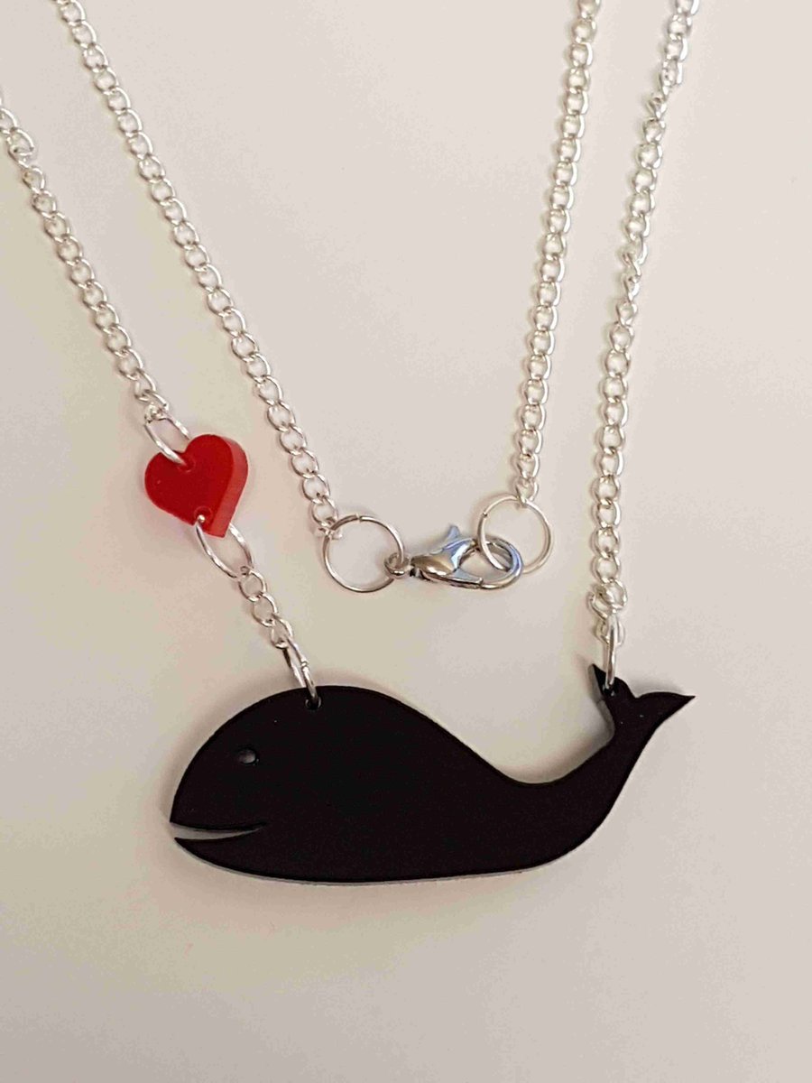 I love Whales Heart Necklace - Acrylic Necklace