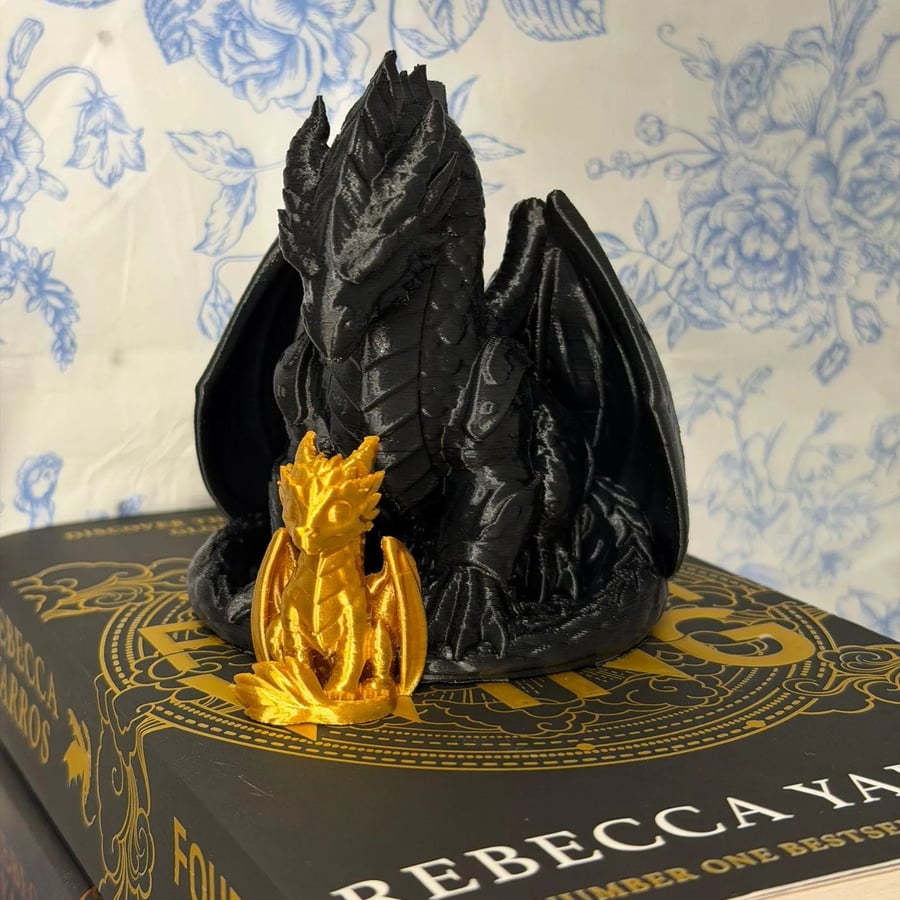 Image of Tairn Black Dragon 3D Print – Fourth Wing Inspired Bookshelf Decor