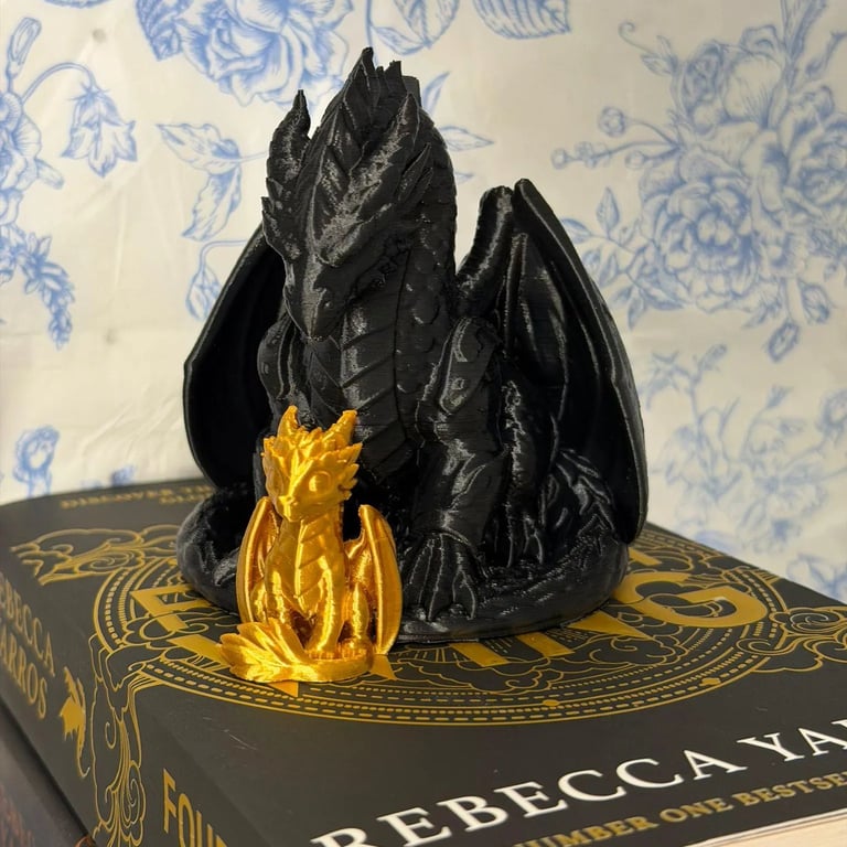 Tairn Black Dragon 3D Print – Fourth Wing Inspired Bookshelf Decor