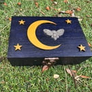 Handmade Celestial  Death Head Moth Wooden Gothic Jewellery Box