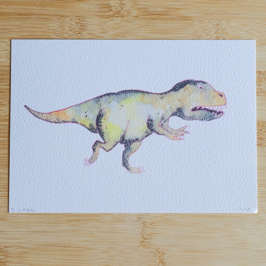 Tyrannosaurus Rex, T-Rex dinosaur art print, watercolour galaxy 