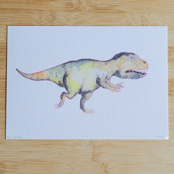 Tyrannosaurus Rex, T-Rex dinosaur art print, watercolour galaxy 