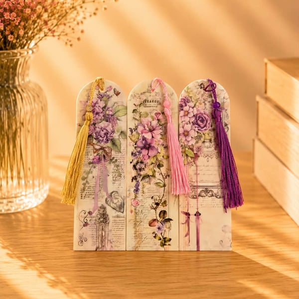 Vintage Style Floral Bookmark x 2