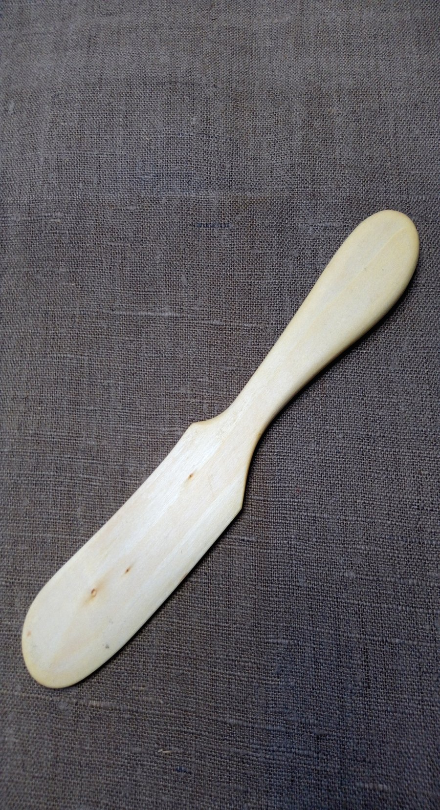 Butter Knife Hand Carved Wood Silver Birch
