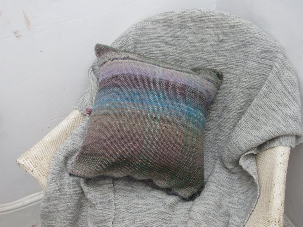 Handwoven Light Pink Woolen Cushion Cover