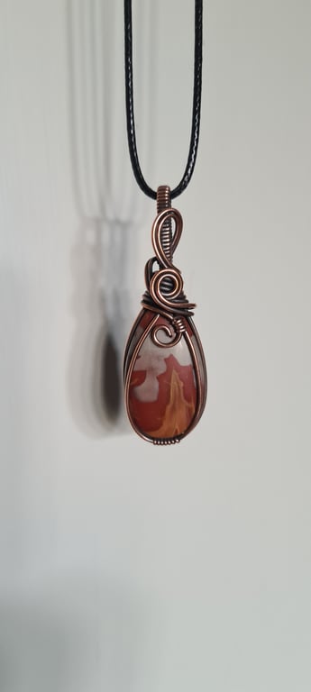Natural Red Noreena Jasper & Copper Pendant Necklace Crystal Jewellery Gifts