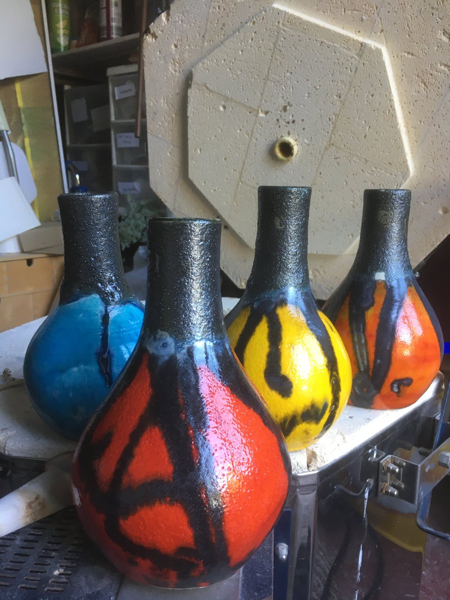 bud ceramic Vase - in bright retro colours and lava glaze 