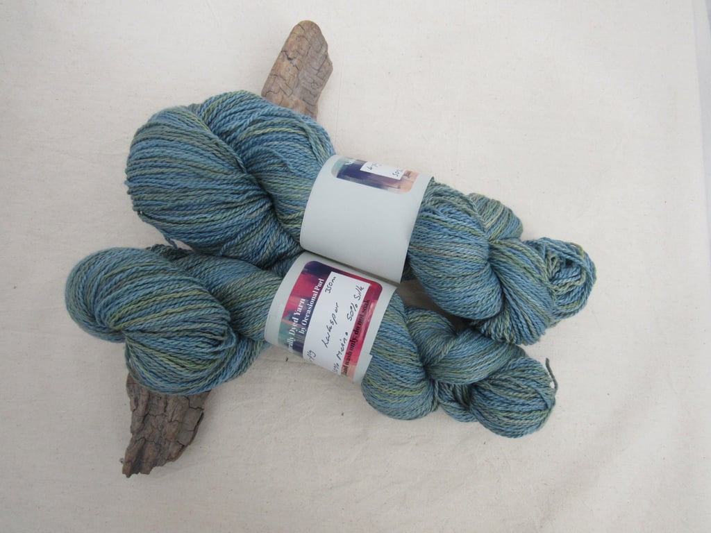 100g Larkspur Merino Silk Space Dyed Natural Dye 4-ply Yarn