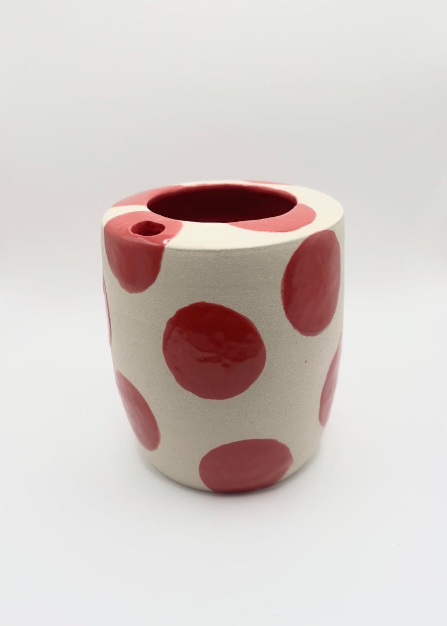 Red Spotted Travel mug - Wheel thrown travel mug