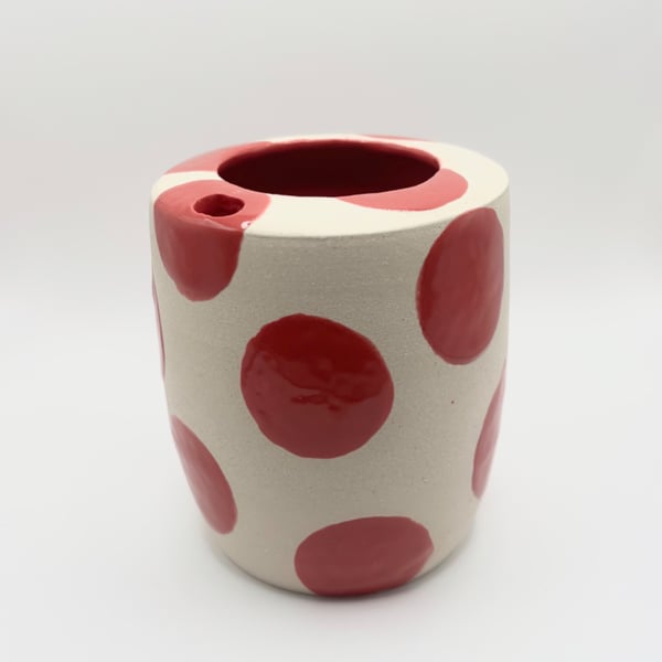 Red Spotted Travel mug - Wheel thrown travel mug