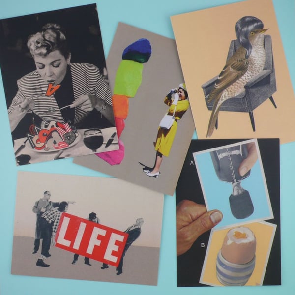 Reto Pop Art Collage Postcard Set