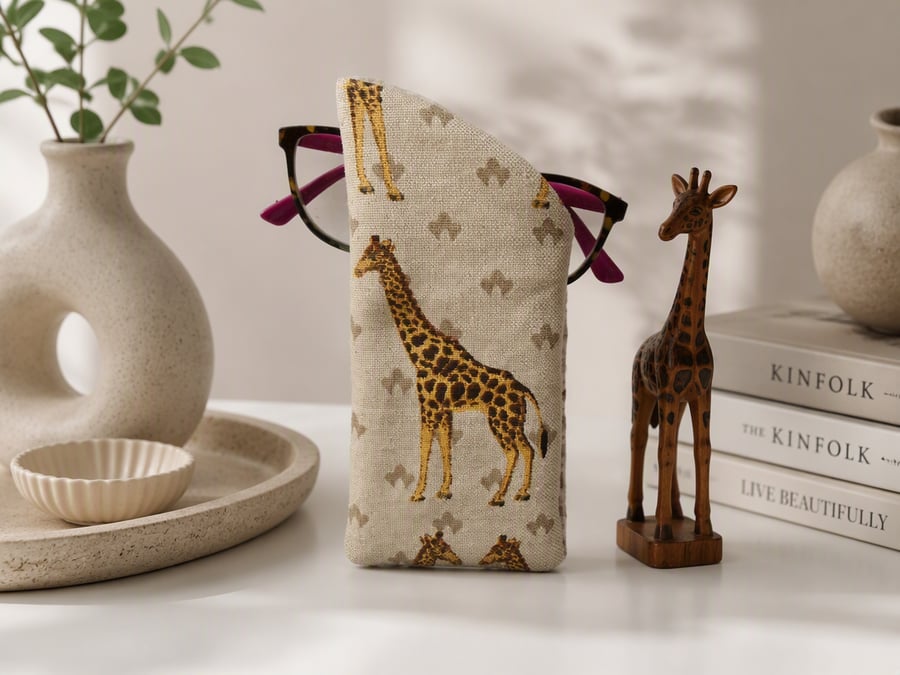 Giraffe Cotton Linen Glasses Case 
