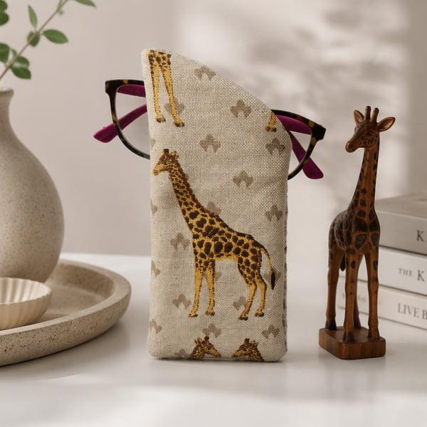 Giraffe Cotton Linen Glasses Case 