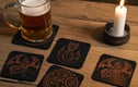 Engraved black veneer coasters 