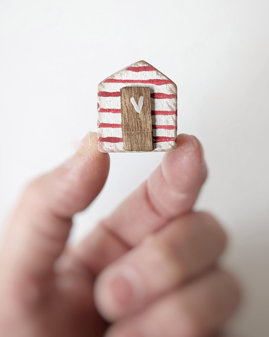 Teeny Hand Painted Wooden Beach Hut
