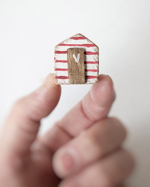 Teeny Hand Painted Wooden Beach Hut