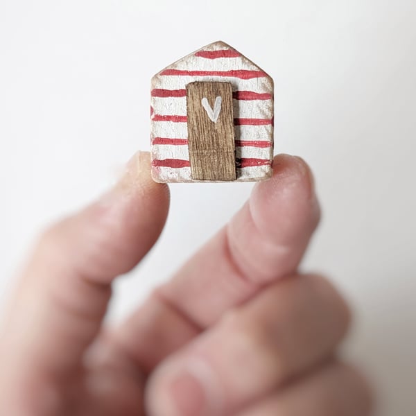 Teeny Hand Painted Wooden Beach Hut