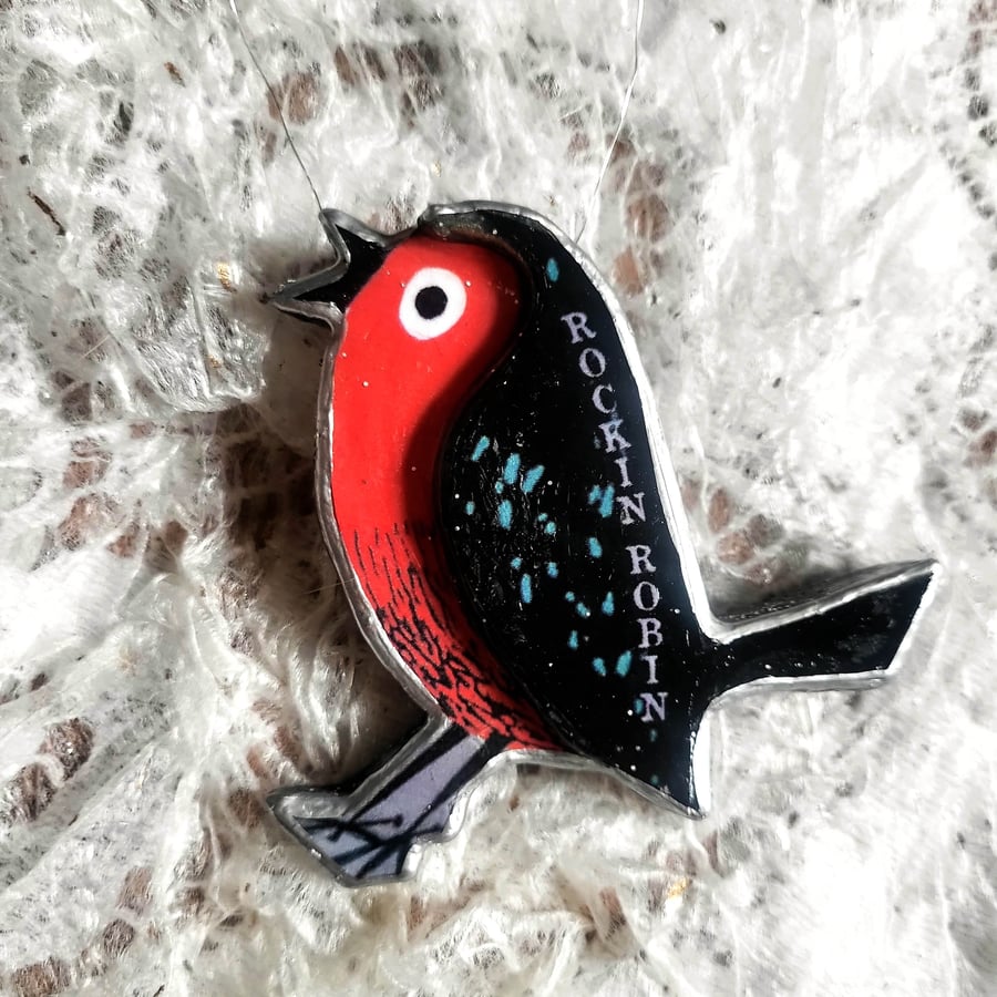 Lovely Festive Rockin' Robin Hanging Ornament Decoration Bauble by EllyMental