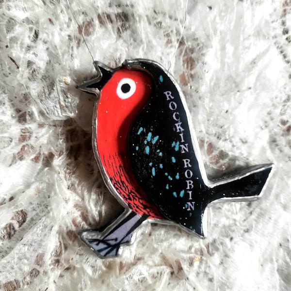 Lovely Festive Rockin' Robin Hanging Ornament Decoration Bauble by EllyMental