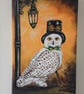 Steampunk style Snowy Owl Original acrylic painting on stretched canvass.   - Image 8