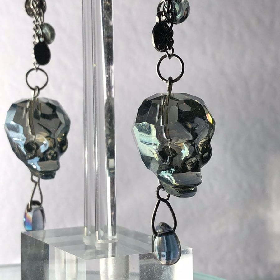 Alexis - Crystal Glass Skull Earrings