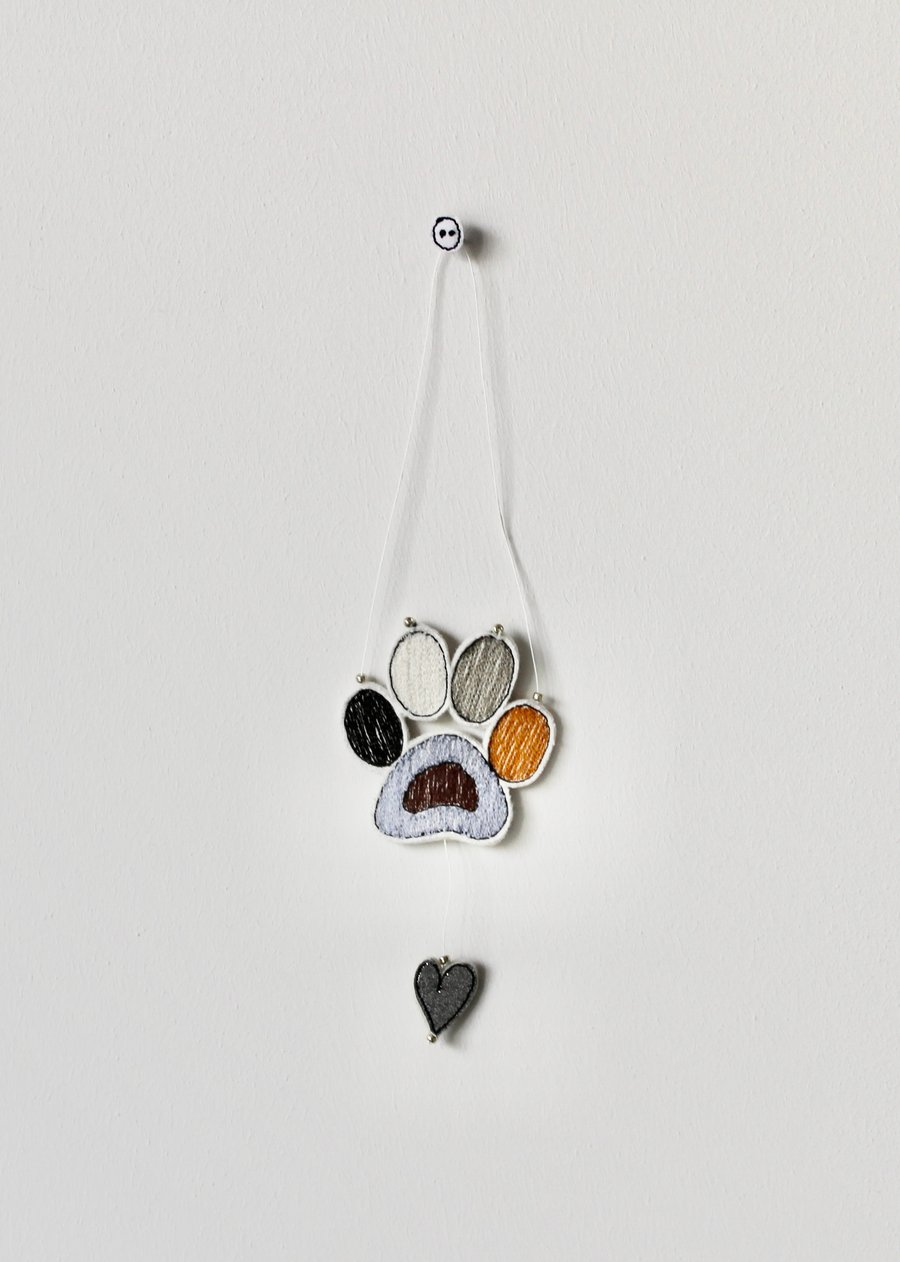 Special Order for L.S.- A Paw Print and Heart - Handmade Decoration