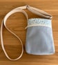 Fabric crossbody bag, blue cotton, with an adjustable strap