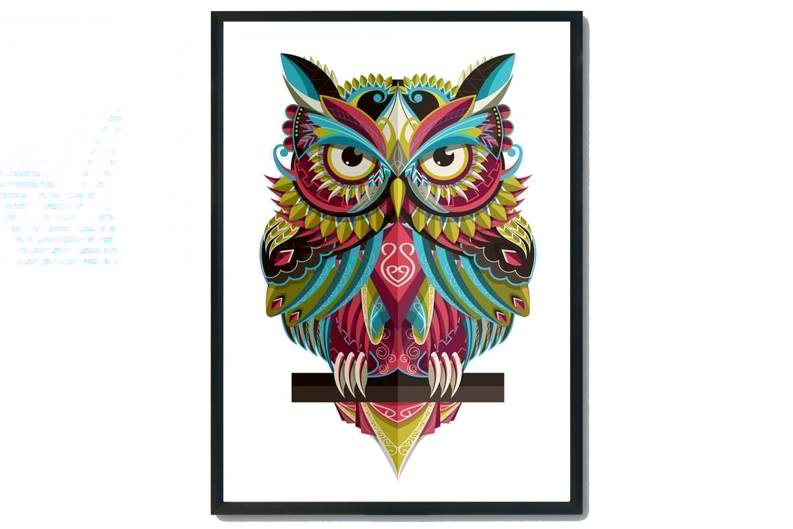 Owl mandala wall print, owl wall art, owl decor, owl gift