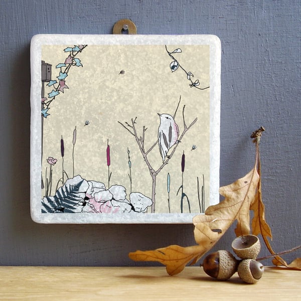 Willow Warbler Marble Wall Art