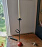 Single Metal Candle Holder Satin Black and Red