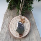 Sea Glass Silver Foil Christmas Tree Gold Beaded Star Christmas Decoration T090