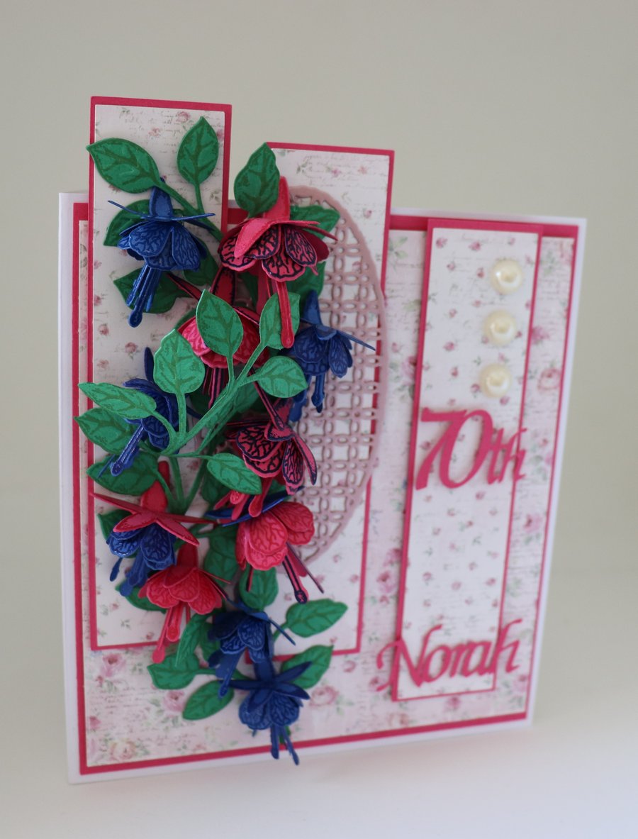 Fuchsias in a box, Bespoke card.